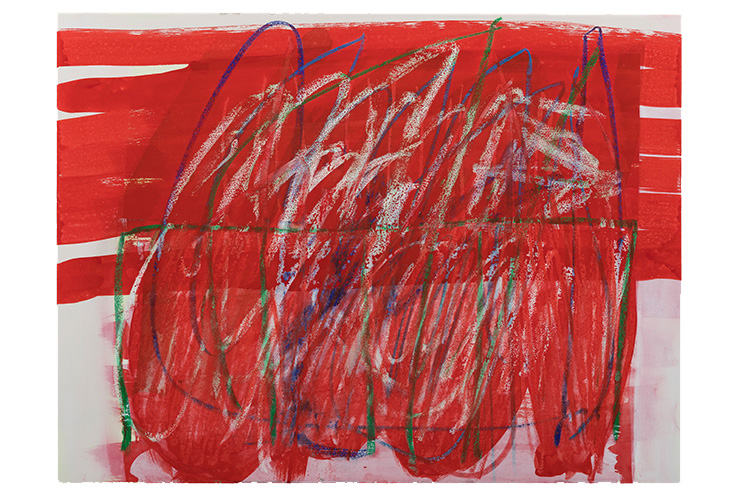 Defined in red     2014   watercolor/oil pastel on paper  26x40"